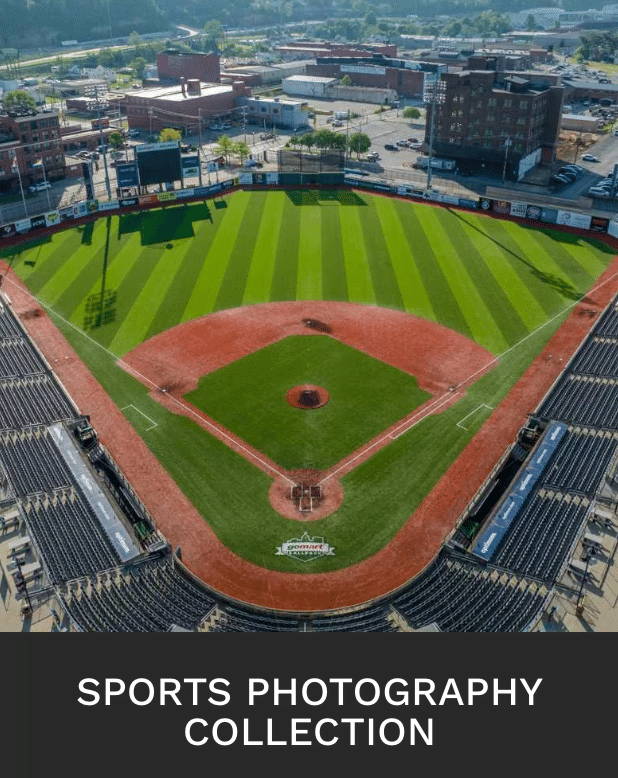 Aerial view of a baseball stadium captured by UA-Visions, exemplifying our sports photography expertise.